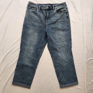 Style & Co Curvy Capri Jeans Size 10 Denim Roll Cuff Acid Wash